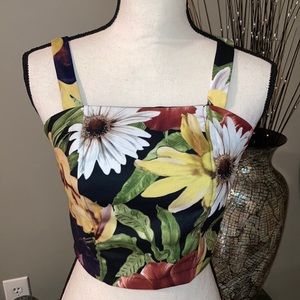 Zara Halter Crop Top size small Floral Zipper on back Women's Sleeveless Colorfu